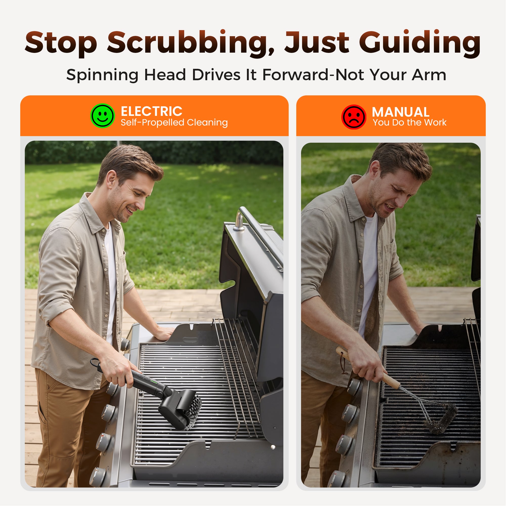 Leebein Electric Grill Brush for Outdoor, 2026 Upgraded BBQ Grill Cleaner with 3 Heads, 3-Speed & Angle Adjust Cordless Rotary Grill Brush, 150 Mins Runtime Grill Cleaning Brush for Barbecue Grates