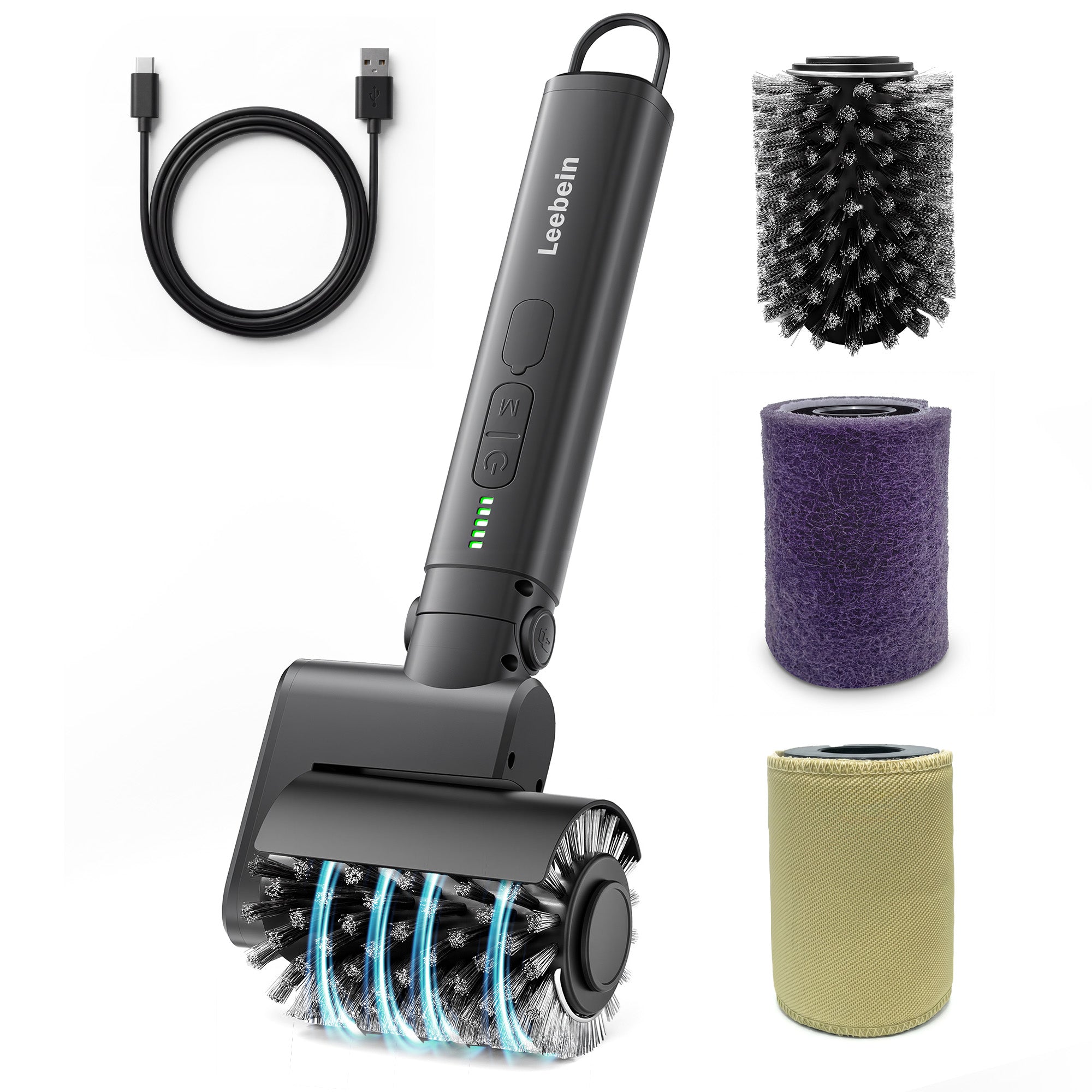 Leebein Electric Grill Brush for Outdoor, 2026 Upgraded BBQ Grill Cleaner with 3 Heads, 3-Speed & Angle Adjust Cordless Rotary Grill Brush, 150 Mins Runtime Grill Cleaning Brush for Barbecue Grates