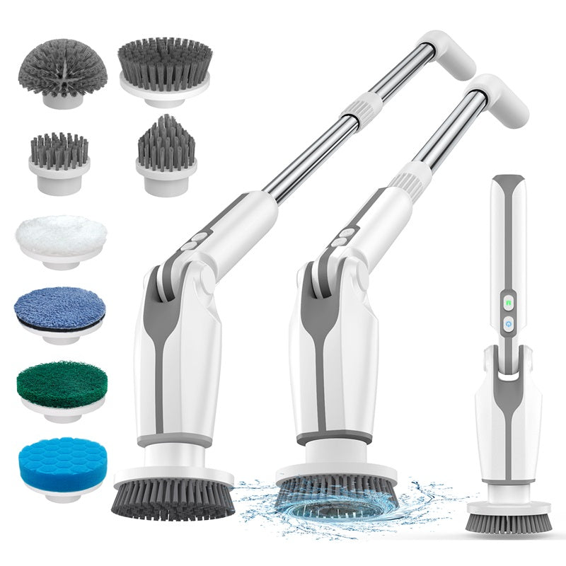 Leebein Electric Spin Scrubber, Cordless Cleaning Brush with 8 Replaceable Brush Heads & Adjustable Extension Handle & 3 Rotatin