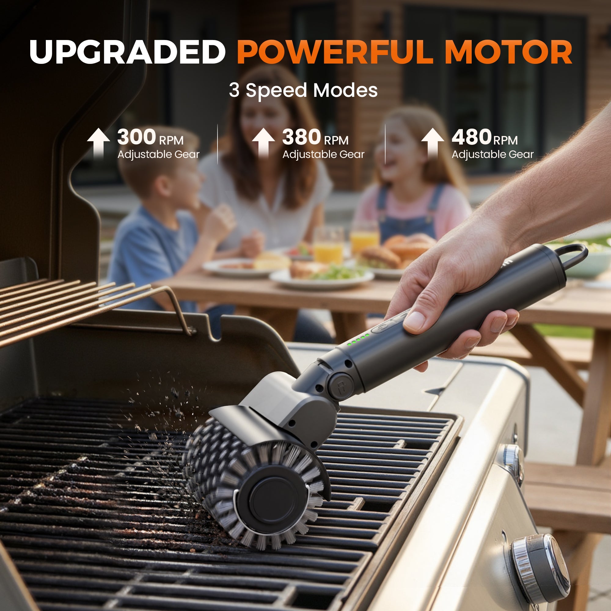 Leebein Electric Grill Brush for Outdoor, 2026 Upgraded BBQ Grill Cleaner with 3 Heads, 3-Speed & Angle Adjust Cordless Rotary Grill Brush, 150 Mins Runtime Grill Cleaning Brush for Barbecue Grates