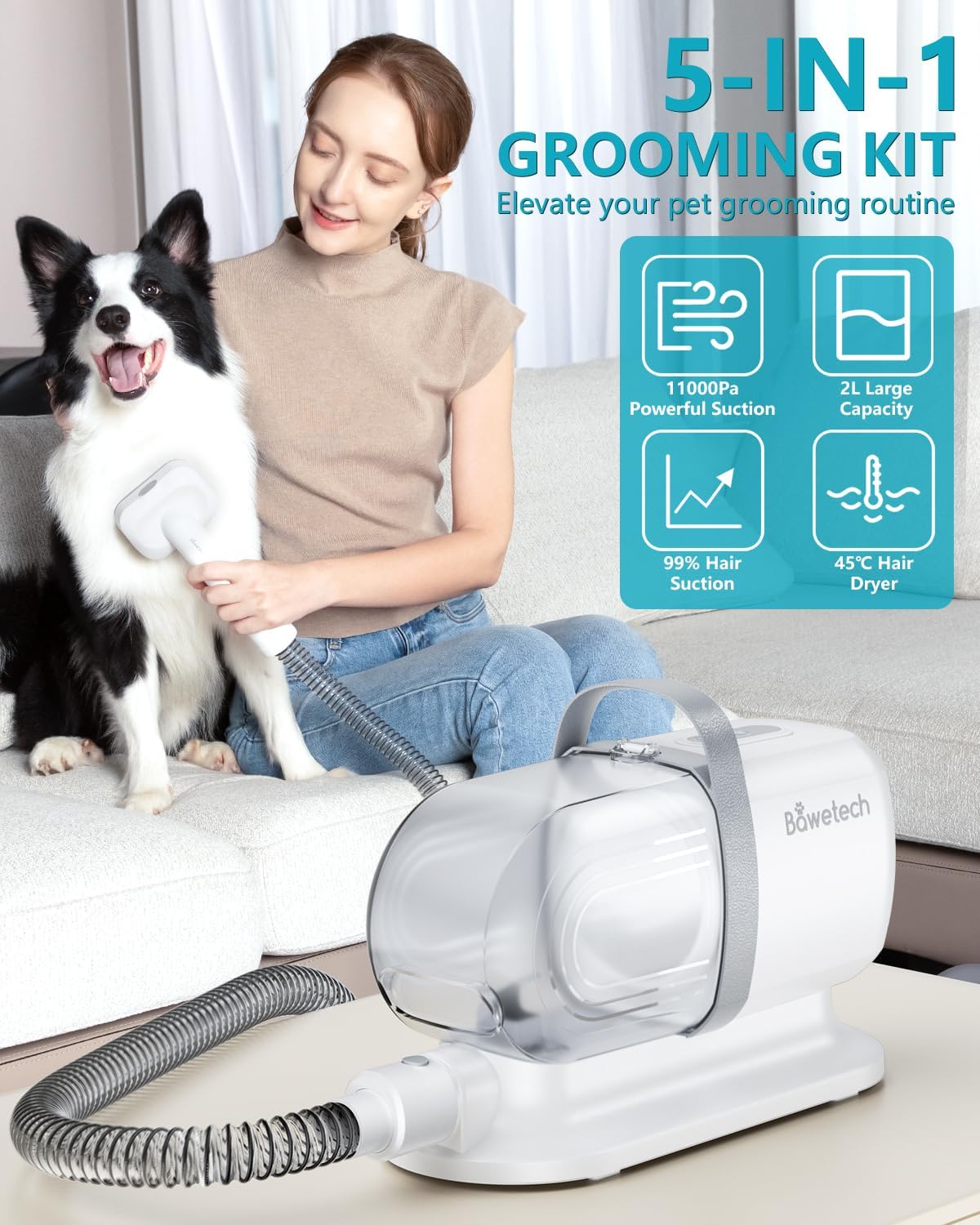 Bawetech Pet Grooming Vacuum Filter Set, Including 1 HEPA Filter and 5 Sponge Filters, Compatible with All Bawetech Dog Grooming Vacuum Models, Universal Pet Supplies Dog Vacuum Filters